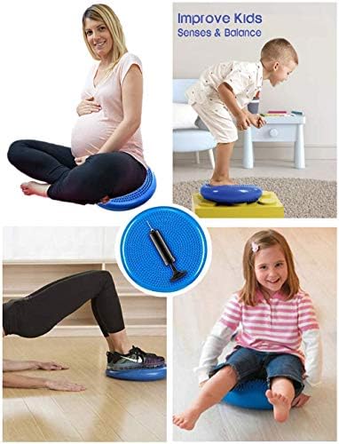 Inflated Stability Wobble Cushion, Yoga Balance Wiggle Seat Pad Disc for Pain Relief, Pelvic Floor Recovery, Rehabilitation Training
