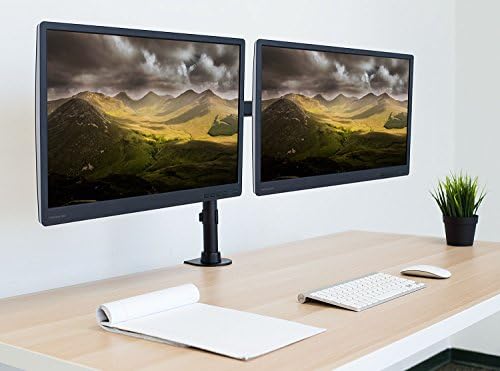 Mount-It! Dual Monitor Desk Stand, C-Clamp & Grommet Base
