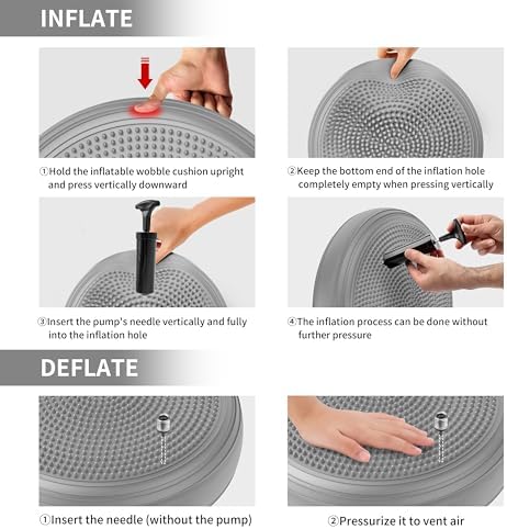 Inflated Wobble Cushion,Circular Non-slip Texture for Comfortable Sitting,Extra Thick Dyna Disc with Pump for Core Strength,Wiggle Seat to Improve Posture,Fitness,660lb Load Capacity