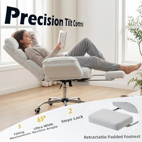Big and Tall Office Chair with 90-180° Flip Armrests, 400lbs Ergonomic Computer Gaming Chair for Cross Legged Sitting, 155° Recline & Foot Rest - Wide Desk Task Chair for Home Office, Vanity, Study