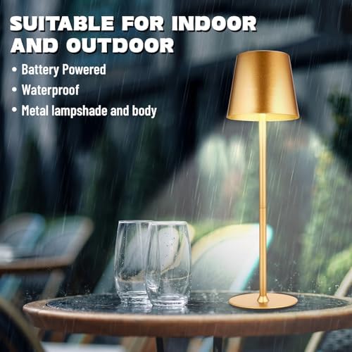 Retisee 6 Pack Cordless Table Lamp Portable Rechargeable Lamp, Gold