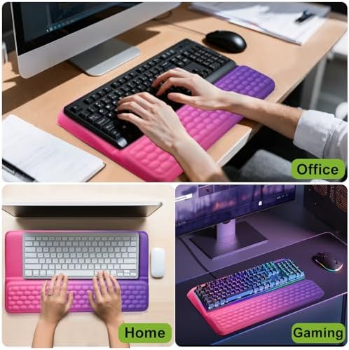 Wrist Rest with Keyboard Stand, Ergonomic Keyboard Riser Holder with Memory Foam Wrist Support Pad, Desk Cushion Easy Typing for Home Office Laptop Computer Gaming, Red-Purple Gradient