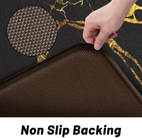 Tyrot Gold Black Kitchen Mats for Floor 2 Pcs 17.3"X28"+17.3"X47"
