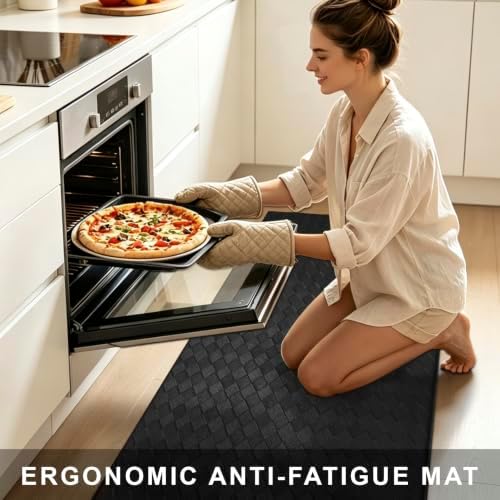 Kitchen Mats and Rugs Cushioned Anti-Fatigue, 23.6" x 86.6", Black