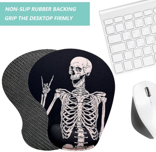 Mouse Pad with Wrist Support, Ergonomic Mouse Pads with Memory Foam Wrist Rest, Easy Typing Pain Relief, Comfortable Home Office Computer Wrist Support Pads for Working Studying Gaming, Human Skeleton