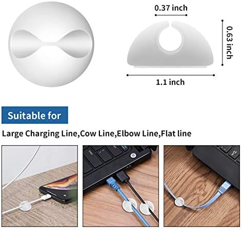 CHEFBEE 8 Pack Adhesive Cable Clips Cord Organizer for Desk, White