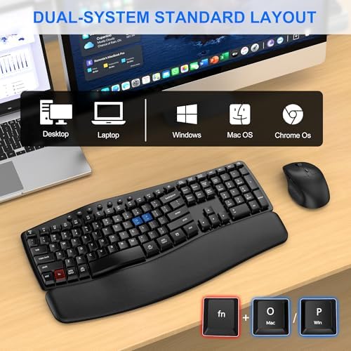 Wireless Keyboard and Mouse Combo, Bluetooth/2.4G Dual-Mode(Black Graphite)