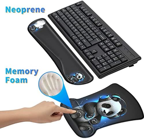 3Pcs Ergonomic Memory Foam Keyboard Wrist Rest Pad Set, Panda