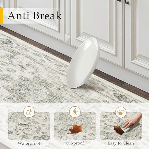 Anti Fatigue Green Neutral Non-Slip Kitchen Mat 2 Piece