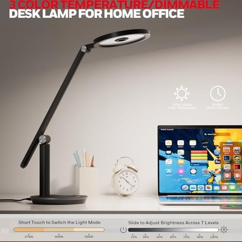 Honeywell H6 Desk Lamp for Home Office, Dimmable Reading Table Light, Black