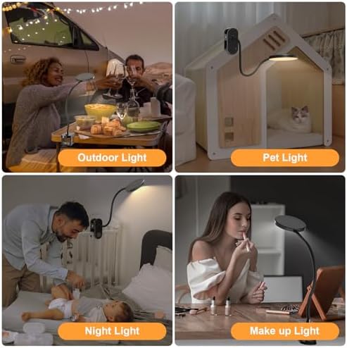 Rechargeable Clip on Light for Bed, 97 LED Cordless Reading Lamp with 3 Color Modes & 10 Brightness Levels, Portable and Flexible Book Light Clamp on Office Desk Bunk Bed Dorm Headboard (Black/4.7'')