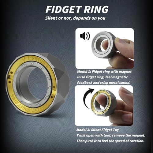 Fidget Toys 2 Pack, Trackless Fidget Slider, Fidget Ring