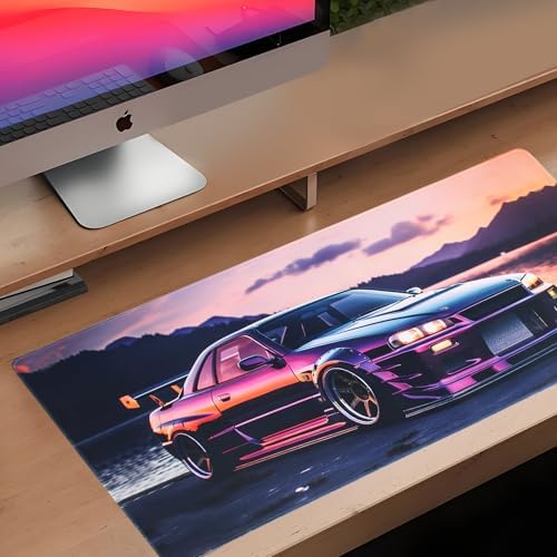 JDM Car R34 Large Mouse Pad Japanese Car Purple Sea Cool Desk Mat Computer Accessories Gaming Office Organizers Supplies Decor Essentials Keyboard Pads for Desk Rubber 31.5"X15.7"
