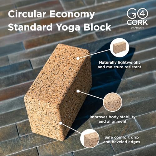 Go4Cork Cork Yoga Block | Non-Toxic, Alternative To Foam Yoga Blocks | Odorless, Soft, Non-Slip, Workout & Exercise | Yogi Gift Accessories | Men & Women | Eco Friendly, Sustainable