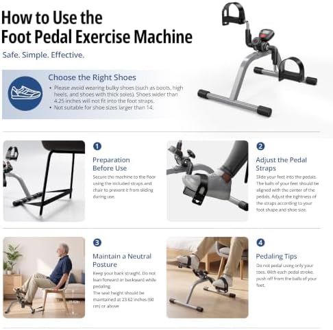 RYGEO Portable Mini Exercise Bike with LCD Screen – Great for Leg and Arm Recovery, Lightweight Floor Pedal Trainer