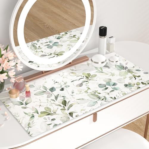 QIYI PU Leather Large Mouse Pad, Waterproof Desk Mat, 31.5" x 15.7", Leaves