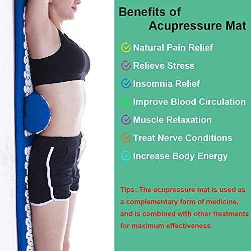 XiaoMaGe 47" Acupressure Mat and Pillow Set with Carry Bag (Blue)