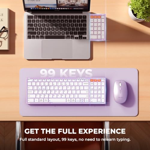 MEETION Foldable Bluetooth Keyboard and Mouse, Portable Combo Purple