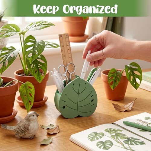 Tenceur Tropical Palm Pen Holder for Desk Large Capacity Pencil Holder