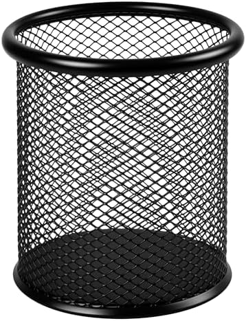 Black Pen Holder Cup for Desk ，Modern Wire Mesh Pencil Cup Holder, Durable Office Pen Organizer for Desk, Home & Office