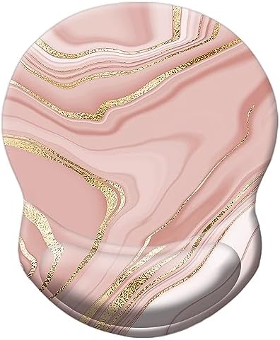 Ergonomic Mouse Pad with Support, Pain Relief Wrist Rest, Non-Slip PU Base for Home Office Working, Studying, Gaming (Pink Marble)