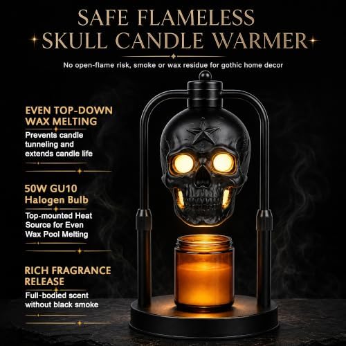 Esup Skull Candle Warmer Lamp with Timer, Year-Round Gothic Decor