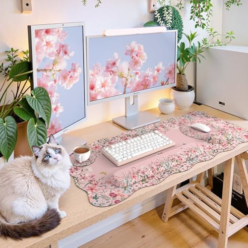 iCasso Pink Keyboard Mat 35.4"x15.7", Desk Protector for Classroom
