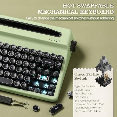 YUNZII QL75 Retro Typewriter Hot Swap RGB Keyboard (Green, Onyx Switch)
