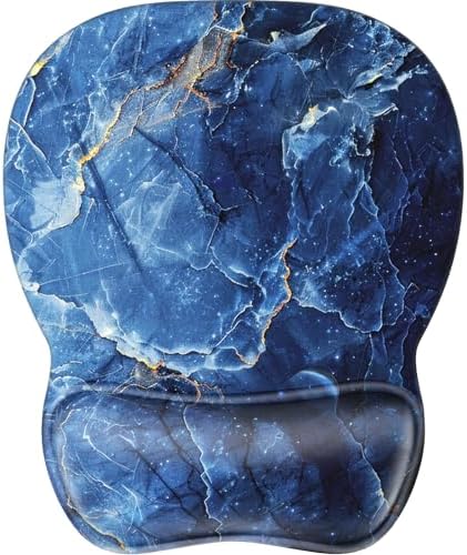 MROCO Ergonomic Mouse Pad with Gel Wrist Rest, 9.4 x 8.1 in, Ocean Marble