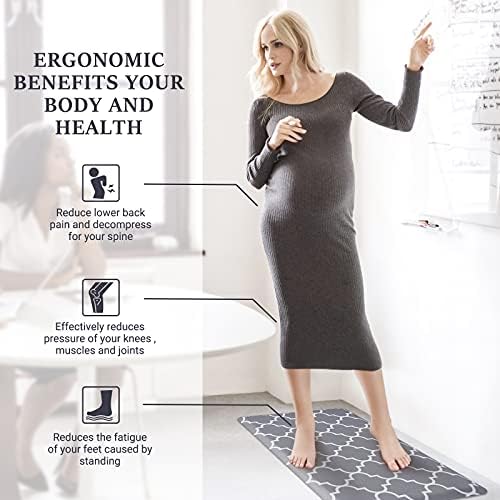 WISELIFE Kitchen Mat and Rugs Cushioned Anti-Fatigue,17.3"x 28",Non Slip Waterproof Ergonomic Comfort Mat for Kitchen, Floor Home, Office, Sink, Laundry, Grey (Pack of 3)