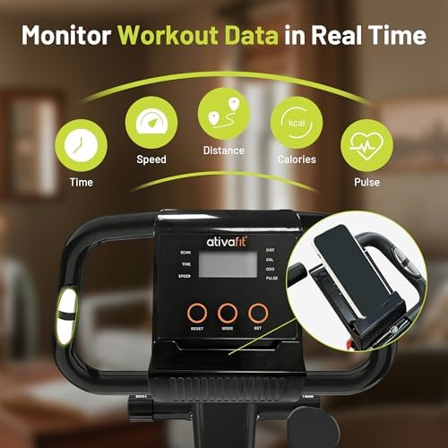 ATIVAFIT 5-in-1 Foldable Exercise Bike for Home, Upright & Recumbent Indoor Bike with 16-Level Magnetic Resistance, Resistance Bands, Quiet Cardio, Adjustable Seat