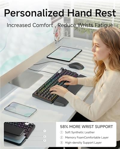 EWEADN Wired Keyboard and Mouse Combo with Detachable Wrist Rest - Black