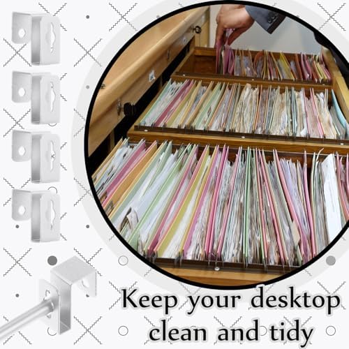 4 Set 12 Pcs Metal Hanging File Bracket Clips, Silver