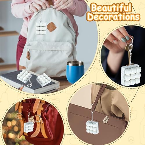 Bread Shape Keyboard Fidget Toy, Keyboard Fidget Keychain 9-in-1 Keyboard Decompression Button Finger Clicker Toys, Cute Click Buttons Fidget Toy ADHD Sensory Fidget Toys Stress Relief Gifts(W)