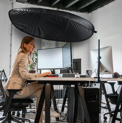 Office Cubicle Shade Cubicle Desk Light Shield to Block Anti-Glare Cover Light Sensitive Professionals Cubicle Light Quick Install Shading Light Shade with Clamp (Black Leaf)