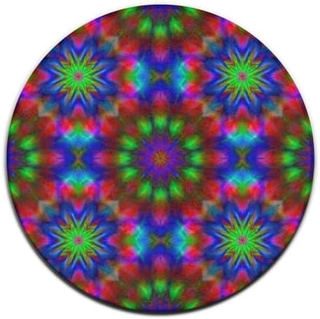 Circular Rugs Large Modern Round Area Rug Fashion Decor Mat for Home Office Trippy Tie Dye Mandala Colorful, 60inch