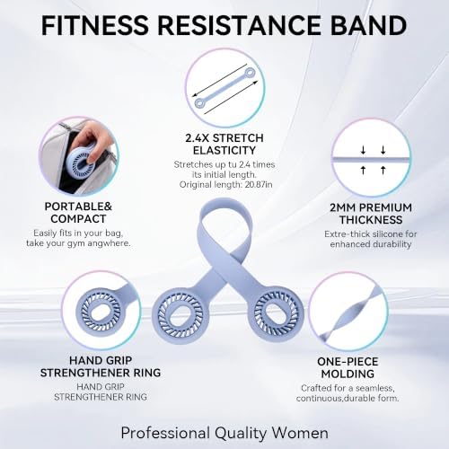 Resistance Band for Women, Silicone Shoulder Opener Back Stretcher,Stretch Bands for Exercise, Pull Exerciser for Posture Correction, Hand Grip Strengthener for Home Gym Office Travel