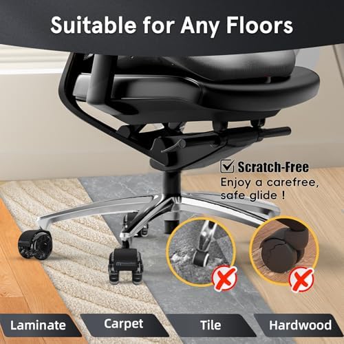 Office Chair Wheels Replacement, 2.5 Inch Heavy Duty Caster Set, for Carpet and Hardwood Floors, Universal Size 11x22mm, Fits 99%, Black