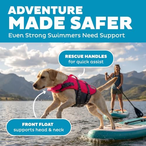 Outward Hound Granby Splash Dog Life Jacket, Life Vest, Pink, Large