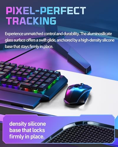 Glass Gaming Mouse Pad for FPS Gaming, Balanced Speed & Control, Tempered Glass Mousepad with Micro-Etched Surface, Anti-Slip Base for Valorant, CS2 & Office, White, 16.2 x 12.2 in