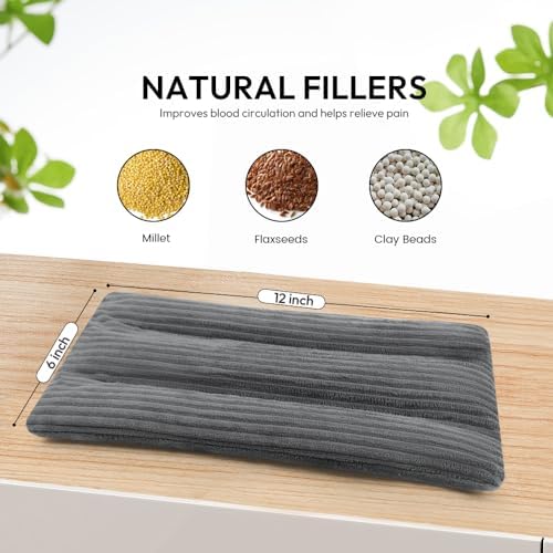 Microwave Heating Pad 6 x 12 Heating Pad Microwave, Microwave Bean Bag Heating Pad for Neck and Shoulders, Moist Heat Pack Pillow Warm Compress for Muscles, Joints, Abdomen (Dark Gray) - 2 Pack