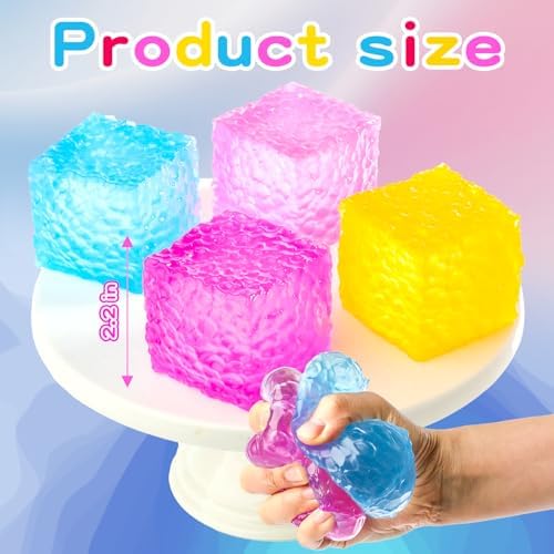 Stress Cube Squishy Ball, Large Pink Fidget Toy for Kids with Autism