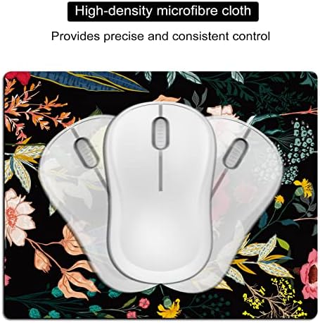 Small Mouse Pad Cute, Mini Mouse Pads for Wireless Mouse and Laptop, Travel Mousepads with Designs - Night Blooming Flowers, Kawaii Portable Mousepad with Rubber Base for Women - 5.5 x 7 in