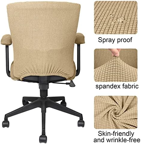 Tallew 4 Pcs Office Chair Covers Stretchable Armrest Seat,XL,Camel