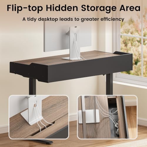 ModernMate Electric Standing Desk with Drawers, Hidden Cable Management