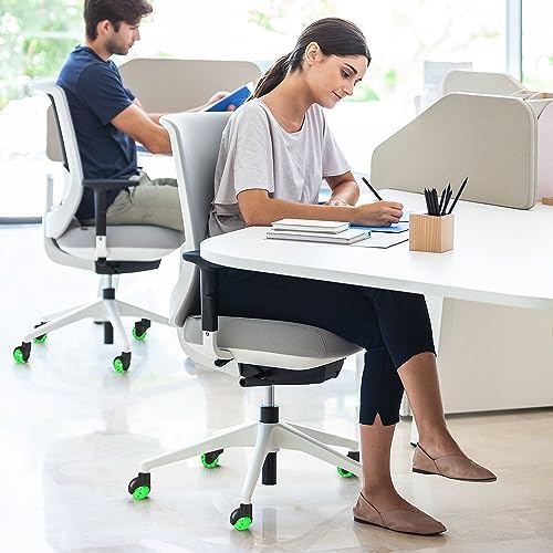 Office Chair Wheels Replacement 2 Inch Rubber Ball Caster Wheels for Wood Floor Carpet Mats, Set of 5, Heavy Duty Desk & Gaming Chair Casters 7/16" (11mm) Grip Ring Stem, Quiet Smooth Rolling (Green)