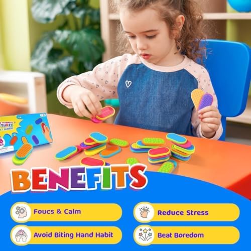Sensory Fidget Magnet Toys for Kids: 18-Pack Textured Silicone Magnetic Sliders for Autism Children Classroom Must Haves, Goodie Bags Fidgets Box Gifts Portable Quiet Travel Toys