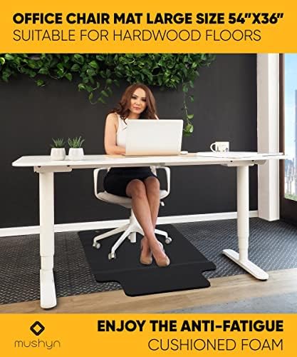 Office Chair Mat with Anti-Fatigue Footrest for Hardwood Floors 54” x 36”