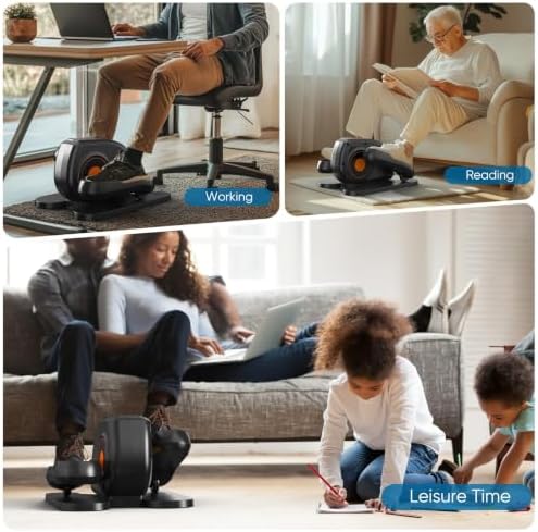 NEWBULIG Under Desk Elliptical Machine, Electric Seated Pedal Ellipse Leg Exerciser with Remote Control, 12 Adjustable Speeds, Forward & Reverse, Mini Ellipse Leg Trainer for Home & Office