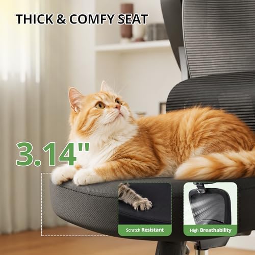 Ergonomic Office Chair 330 lb with Wheels, Lumbar Support & Headrest
